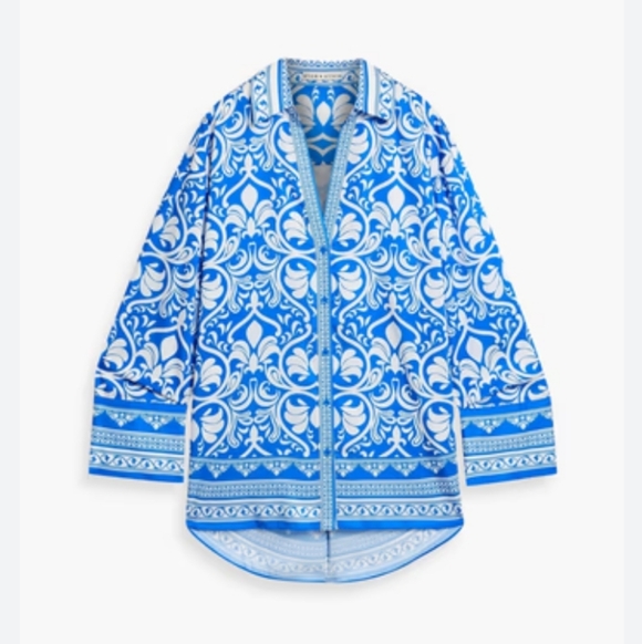 Alice + Olivia Tops - Alice + Olivia Kiva Oversized Mixed Print Shirt